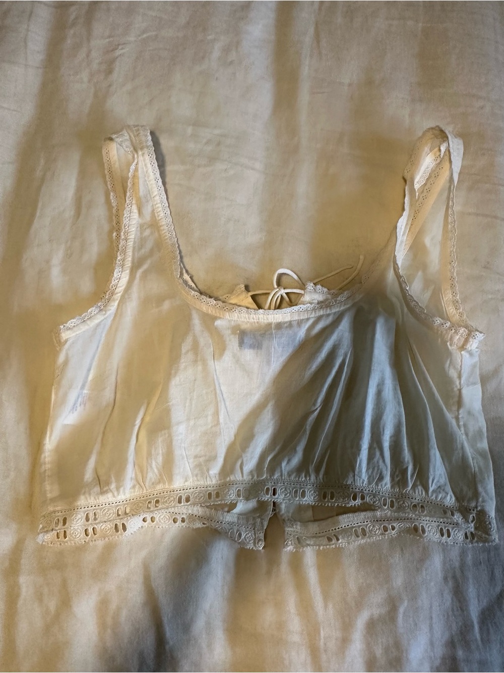 Urban Outfitters Cream Lace-Trim Tank Crop Top - Picture 2 of 2
